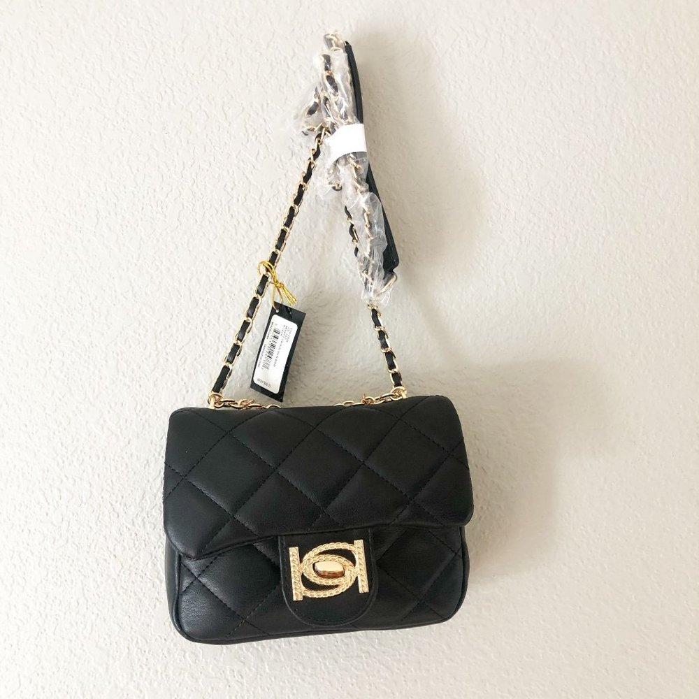 NWT BEBE Wyatt Shoulder Bag Crossbody Purse Quilted Black